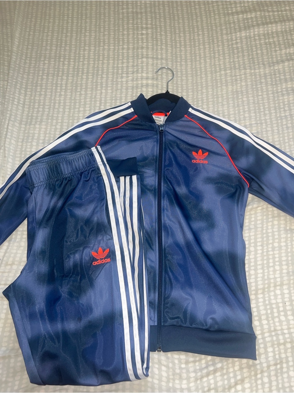 Adidas teens Navy Track suit with Red Accents